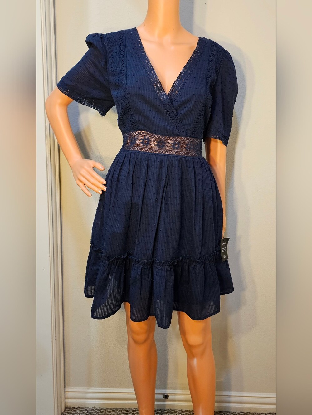 NWT Lulus Lace-Waist Mini Dress XL